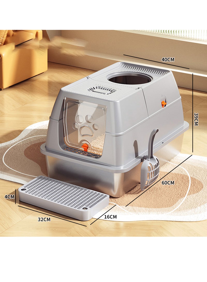 كيدل صندوق فضلات قطط مغلق بالكامل، مرحاض قطط مغطى بالكامل، سعة كبيرة - Image 1